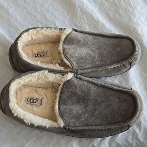 Men UGG Grey Suede LEATHER Loafers Comfort Cozy Loafers Shoes
